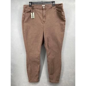 NWT River Island Plus Jeans Womens Sz 26 High Rise Skinny Brown Denim 5‎ Pocket